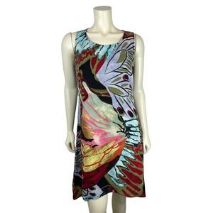 NEW Citron Santa Monica Silk Print Tunic Dress S Art to Wear Sleeveless Keyhole